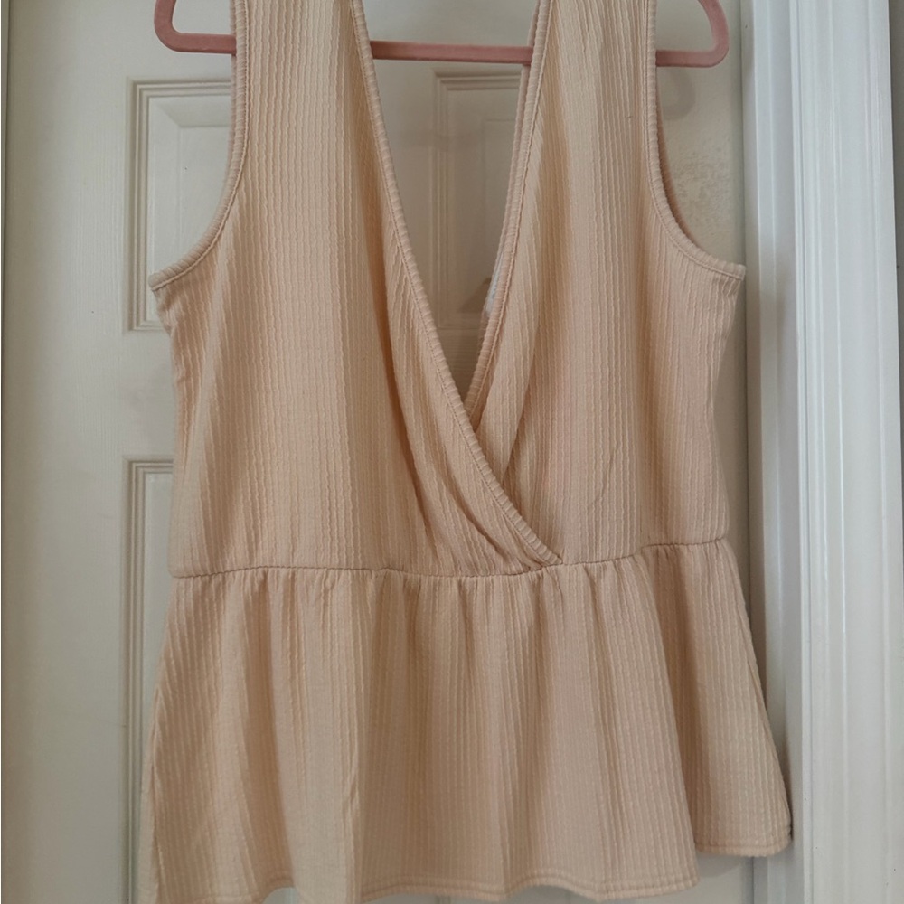 Chic Beige Sleeveless Wrap Top